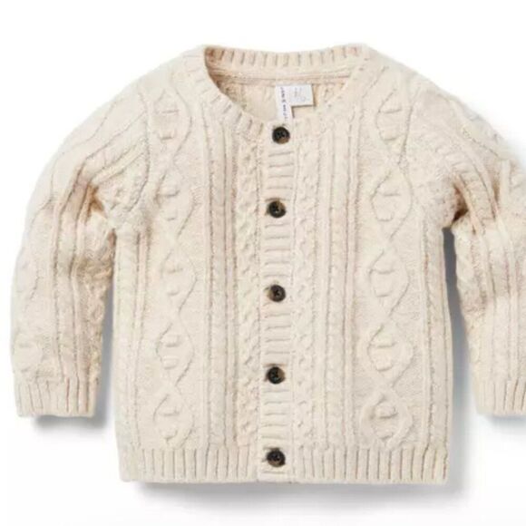 Janie and Jack 100047018 Baby Fluffy Bunny Heather Baby Cable  sweater cardigan - Picture 1 of 9
